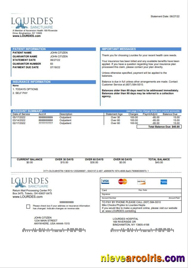 USA Lourdes utility bill